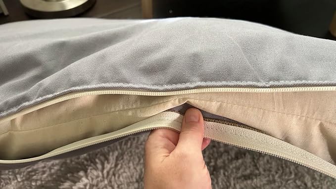 Natural Cotton Canvas Dog Bed – Raw Cotton Filled Pet Cushion Insert, Breathable Eco-Friendly Dog Mattress, Durable Washable Cover with Zipper (Blue Gray, Medium 42"x29"x4")