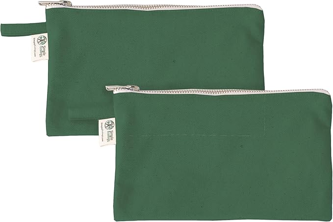 Simple Ecology Organic Cotton Canvas Zipper Toiletry, Cosmetic, Travel, Pencil Pouch - Green