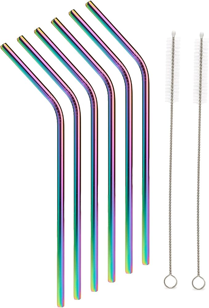 Stainless steel straws iridescence colors, Fits 20 oz Tumbler, Extra Long Reusable Ecofriendly