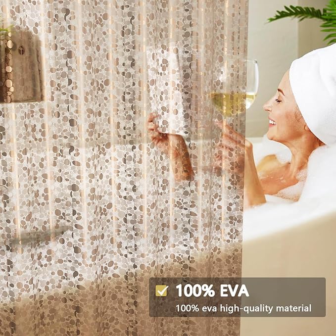 Shower Curtain Liner, Waterproof EVA 3D Shower Curtains with Duty Heavy Bottom Magnets and Rust Proof Grommets, Weighted Shower Liner for Shower Stall, Bathtubs