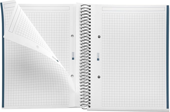 Miquelrius - Recycled A5 Notebook - 80 Sheets 80 g - Squared 5 x 5 mm - 1 Coloured Strip - Recycled Cardboard Cover - Eco Lunas Design