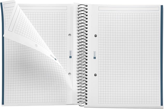 Miquelrius - A5 Notebook, 5 mm Grid, 80 g/m² Recycled Paper, 80 Sheets of one Colour, Recycled Notebook, Spiral, Squared Notebook, Eco Butterflies