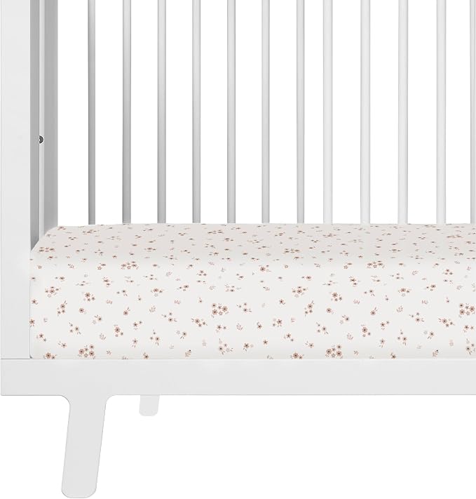 Makemake Organics GOTS Certified Organic Cotton Fitted Crib Sheet Soft Breathable (28"x52", Bloom)