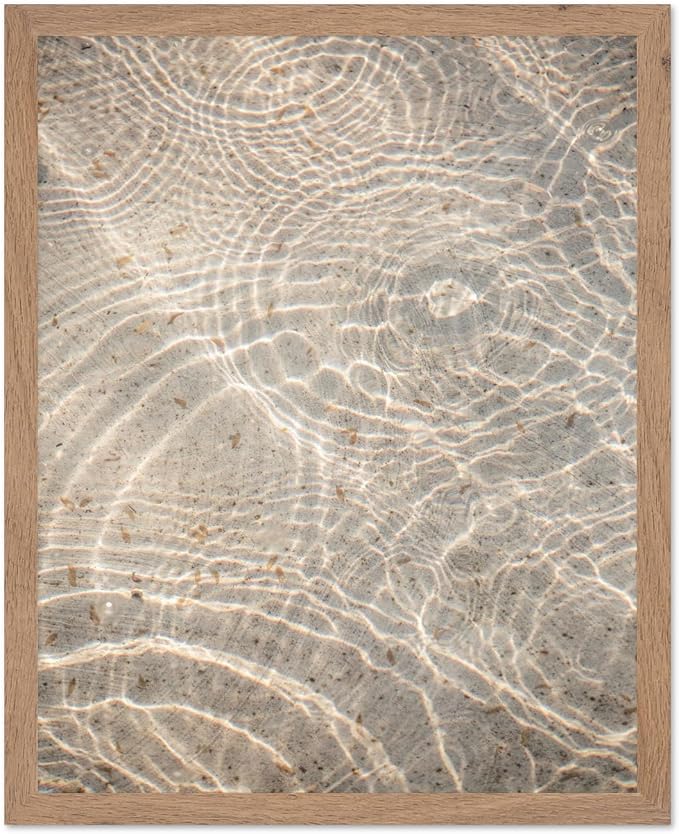 Monem Art Sunlit Ocean Water Texture Print - Minimalist Coastal Photography Poster - Wall Decor for Living Room, Bedroom or Office - 16x20 Beige Framed Wall Art by Mareike Bohmer