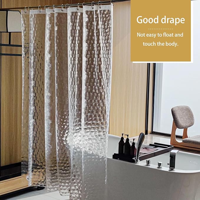 NTBAY EVA Clear Shower Curtain with Water Cube, Water-Repellent Liner with 3 Magnets for Bathroom, 72x78 Inches