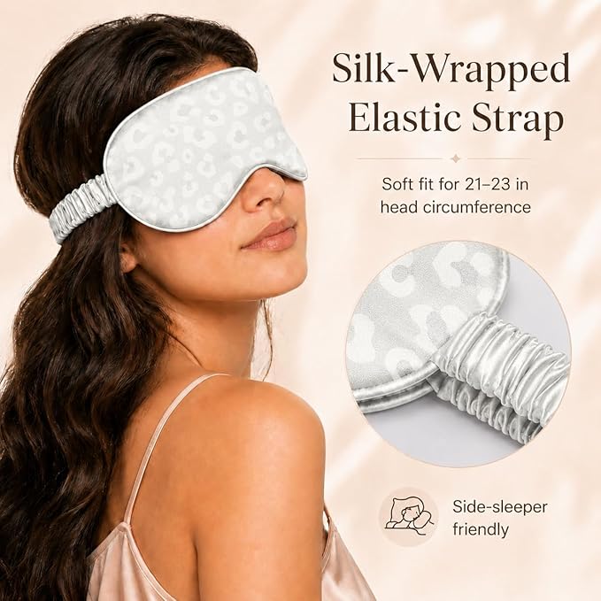 Silk Sleep Mask Light Blocking Luxury 100% Mulberry 22mm Silk Eye Mask Eye Cover Blindfold Ultra Soft Light & Comfy Anti Aging Skin Care with Travel Bag Gift Package