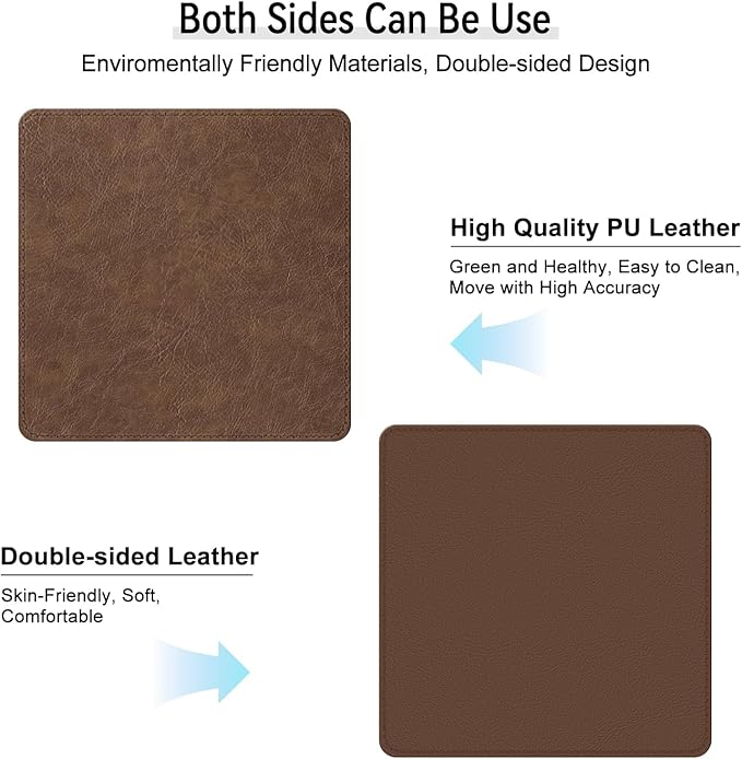 Imitation Crazy Horse Leather Desk Mat - Waterproof Desk Pad - Ideal for Large Mouse Pad and Desk Mats on Top of Desks (Brown+Brown, 11"*8")