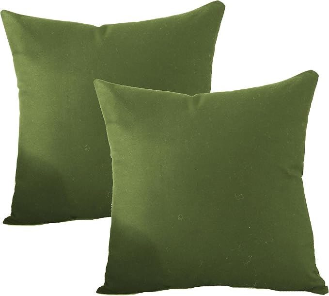 TAOSON Set of 2,100% Cotton Soild Canvas Home Decorative Throw Pillow Cover Cushion Covers Pillowcase, Home Decor for Sofa Couch Bed Chair Only Cover No Insert - 18" x 18" / 45x45cm Olive Green
