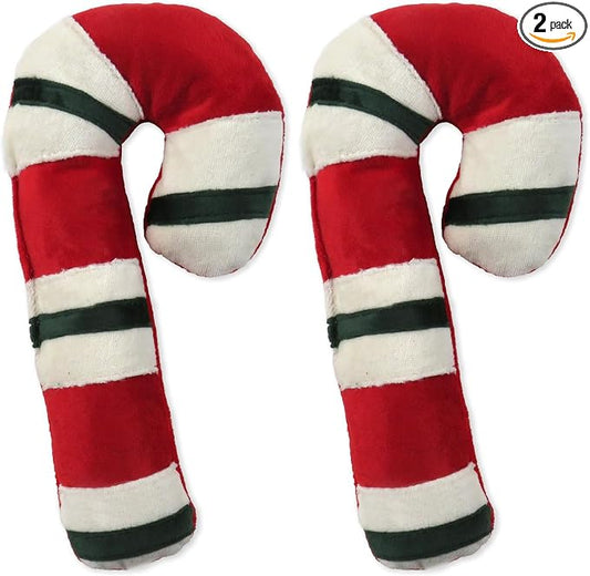 Pet Passion Multipack Stuffed Dog Toys Durable Cotton Canvas with Coconut Fill for All Pet Breeds, Candy Cane, One Size (Pack of 2)