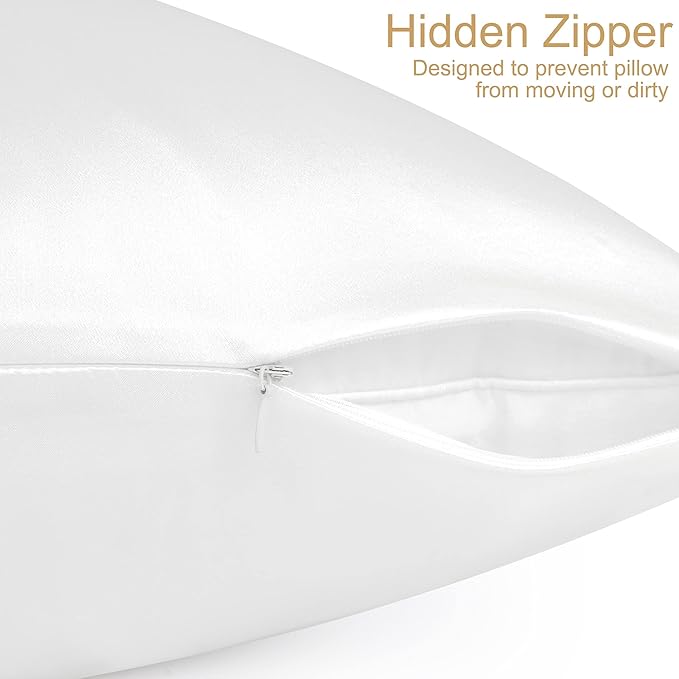 uxcell 1 Pack 100% Charmeuse Pure Silk Pillowcase for Hair and Skin, 350TC 19 Momme Soft Breathable Pillow Case with Hidden Zipper, Pearl White Standard(20x26inch)