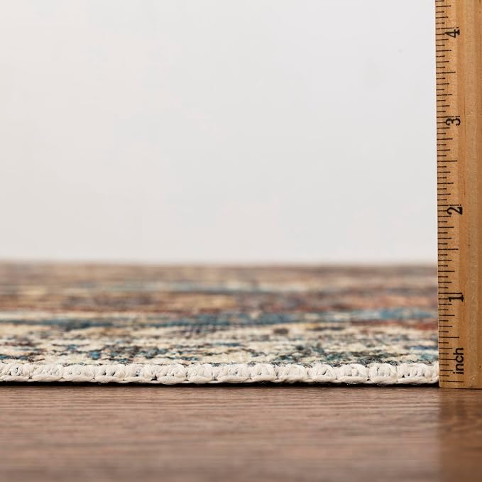 Keen Home Design 30"x84" Rug - Machine Washable Runner Rug with Non-Slip Backing, Ideal for Hallway, Entryway, Kitchen, Laundry Room - Vintage, Easy Clean, Durable, Low Pile Rug - (2'6" x 7')