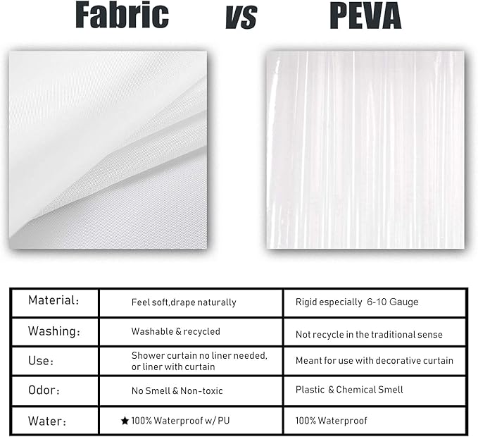 Barossa Design Waterproof Fabric Shower Curtain or Liner Microfiber 72" W x 90" H - Extra Long, Hotel Quality, Machine Washable, White Shower Liner for Bath Tub, 72x90 Inches