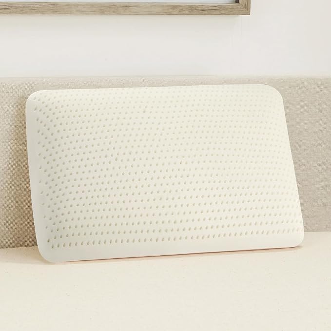 Talalay 100% Natural Premium Latex Pillow,Bed Pillow for Sleeping with Removable Cotton Cover, Helps Relieve Pressure, Breathable, Pressure Relief, Durable, Best Gift (1, Queen (Mid Loft))