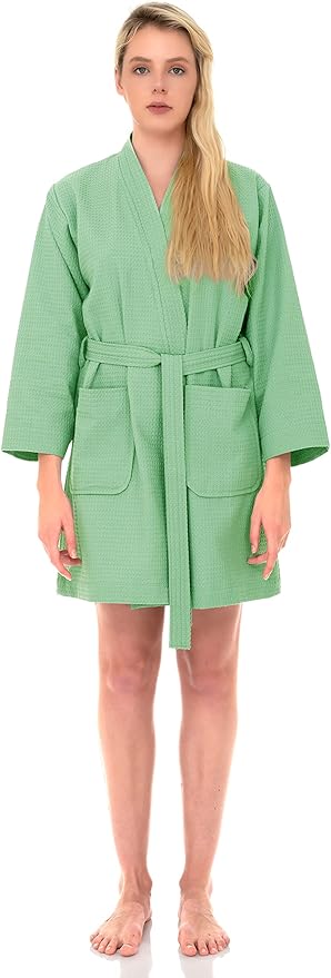 TowelSelections Womens Waffle Robe Kimono Spa Bathrobe Short Waffle Weave Bath Robe for Women XS to 3X