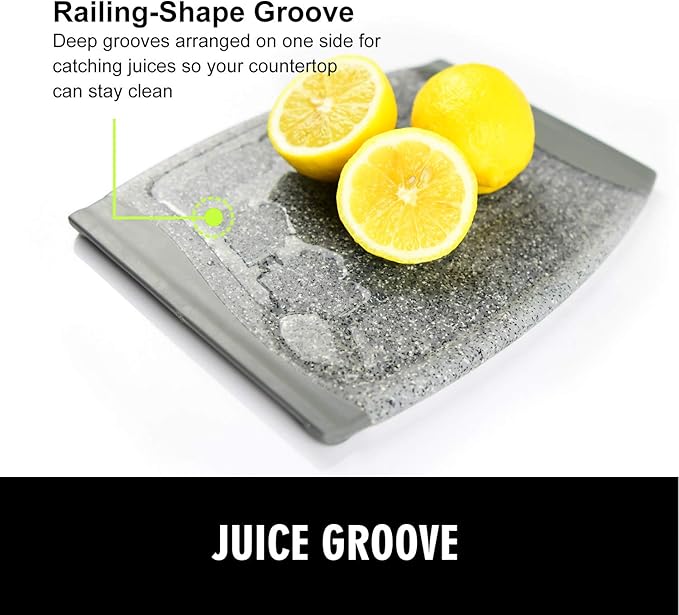 Small Plastic Cutting Board Set of 2, Mini Cutting Board for Small Kitchen Tasks, Non Slip Edges, Unique Design with Multiple Juice Grooves! BPA Free, Non-Porous, Dishwasher Safe (9.84" x 7.48")