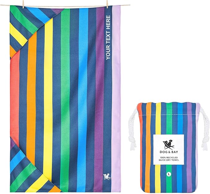 Dock & Bay Pet Towel - Super Absorbent & Quick Drying Dog Towels with Bag - 100% Recycled - Pups with Pride, Large (120x70cm, 47x27)