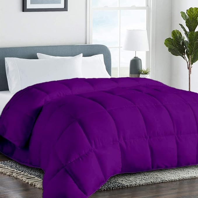 All Season Hypoallergenic Luxurious Down Alternative Cotton Comforter, Ultra-Soft 750 Fill-Power Grand King Size Measure 106" x 106", Purple