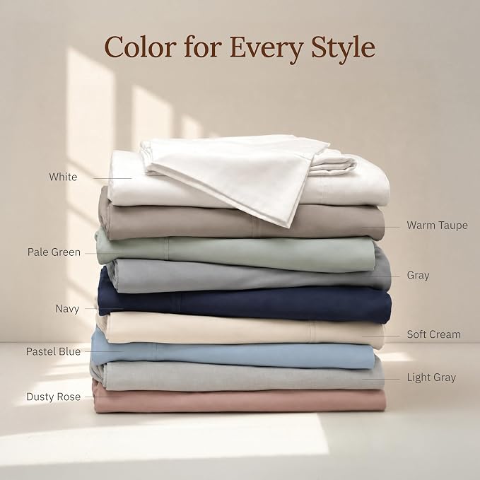 California Design Den King Size Sheets Set - 100% Organic Cotton Sheets King, Soft and Lightweight Sateen, Deep Pockets, Durable Bedding - White
