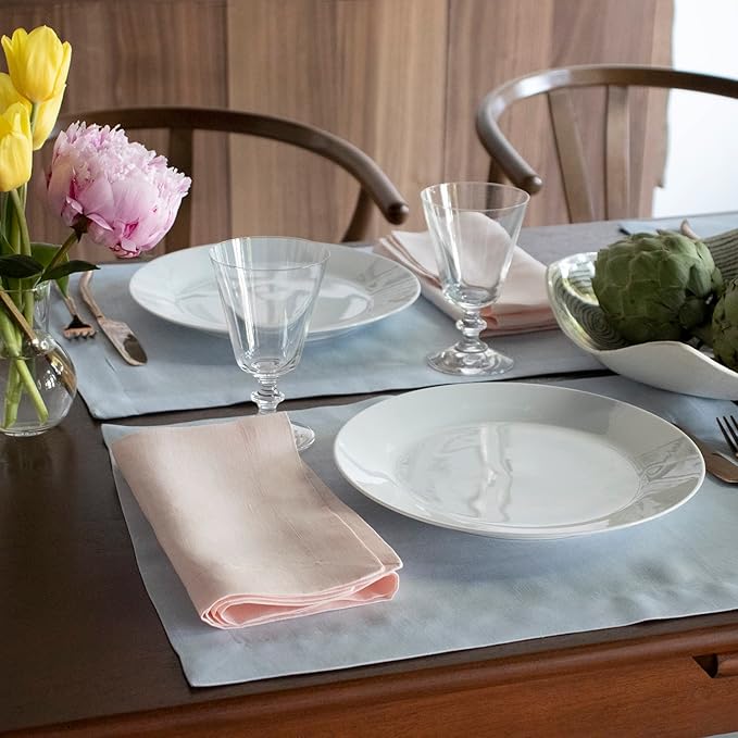 Huddleson Pink Linen Napkin 20x20 (Set of Four) Luxury Italian Linen Napkin Sewn in US