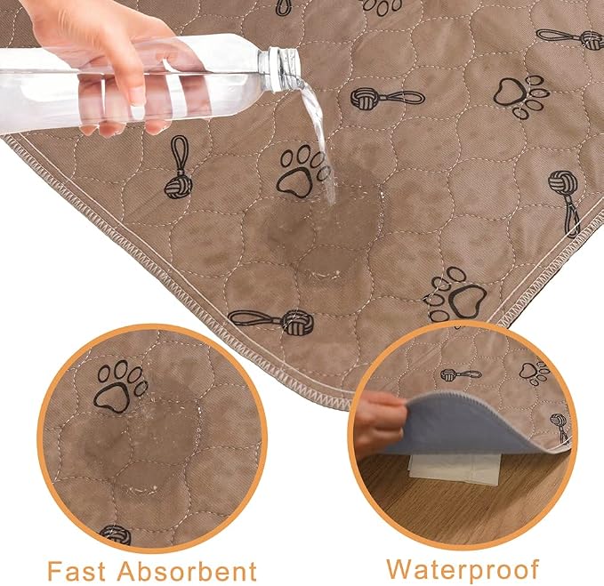 Peepeego 2Pack Pee Pads 36"x72"+Free Dog Comb, Waterproof Rugs Washable, Non Slip