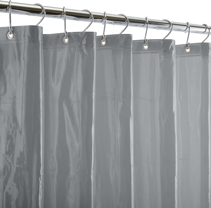 Bath Bliss 2 Pack PVC Heavy Weight Shower Curtain Liner | 4G | 70" x 72" |Rust Resistant Copper Grommets | Magnetic Hem |Grey