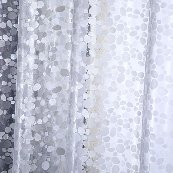 Shower Curtain Liner 36x72 Inch, 3D EVA Translucent Heavy Duty Plastic Shower Curtain Sets for Bathroom, Pebble Print, Vinyl, Stall Size