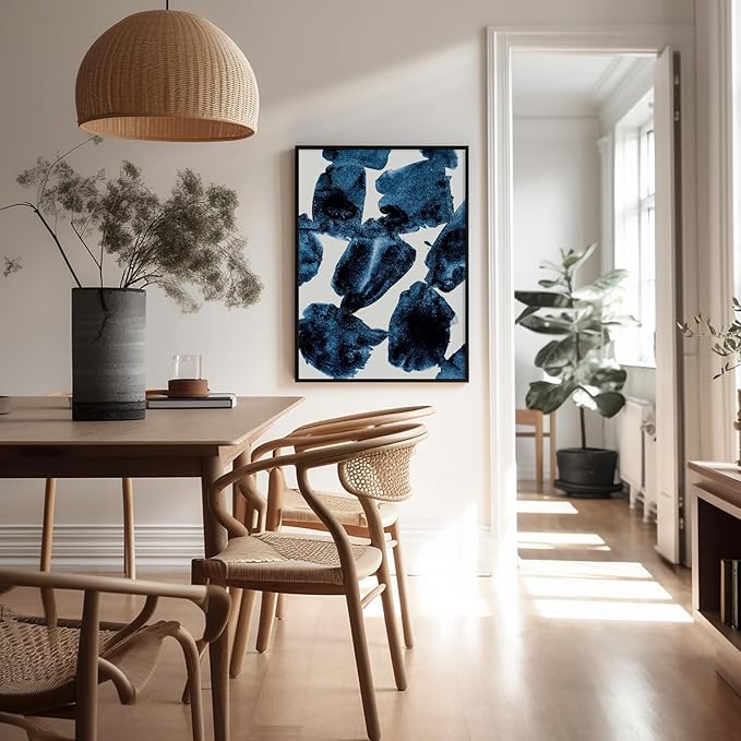 Monem Art Blue Abstract Watercolor Texture Print - Minimalist Modern Art Poster - Wall Decor for Living Room, Bedroom or Office - 24x32 Unframed Wall Art by Mareike Bohmer