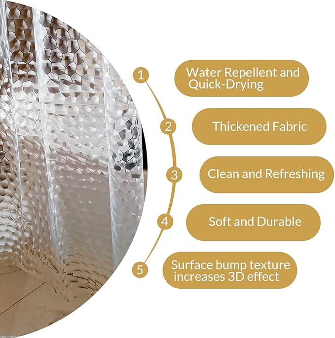 NTBAY EVA Clear Shower Curtain with Water Cube, Water-Repellent Liner with 3 Magnets for Bathroom, 72x78 Inches