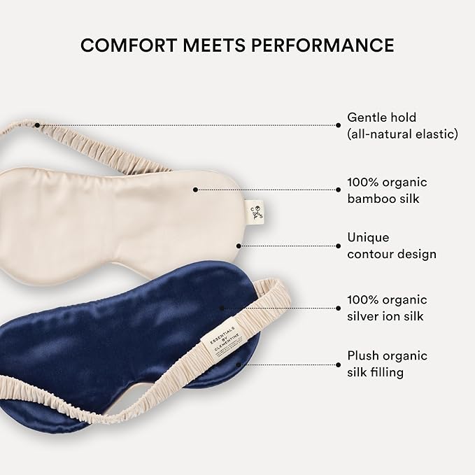 Clementine Mulberry Silk Sleep Mask | Full Blackout Contoured Eye Mask for Sleeping | Organic & Non-Toxic | Oversized Night Blindfold | Hypoallergenic & Frizz-Free Eye Cover for Deep Sleep