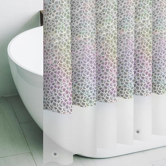 Holographic 3D EVA Shower Curtain Liner Circle, 72x72 Premium Clear Plastic Bathroom Shower Curtain with Rustproof Metal Grommets for Shower Stall, Bathtubs