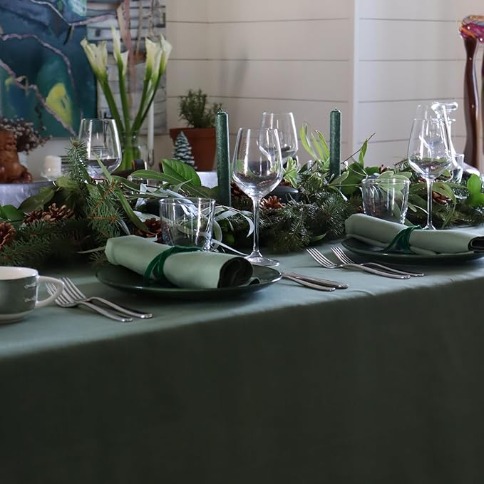 Huddleson Hunter Green Linen Napkin 20x20 (Set of Four) Luxury Italian Linen Napkin Sewn in US