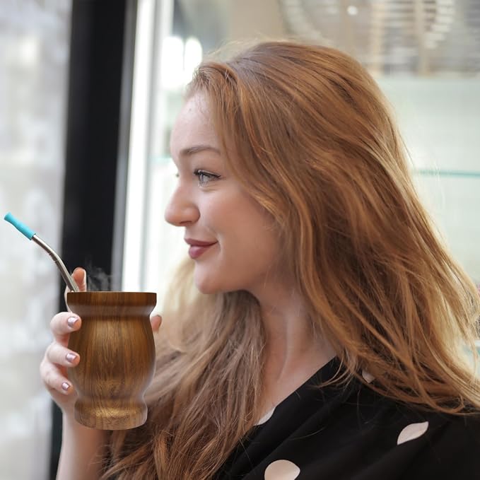 Reusable Bombilla Yerba Mate Straw - Stainless Steel Removable Spoon Style Filter with Soft Silicone Tip - Metal Straw for Drinking Loose Leaf Tea, Coffee - Includes Cleaning Brush by Beruth