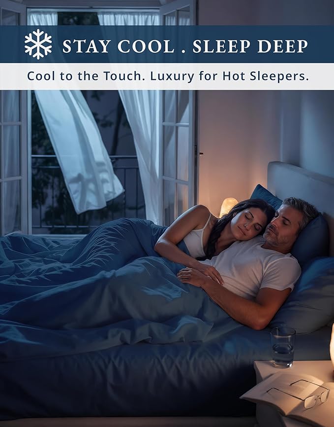 LANE LINEN 100% Egyptian Cotton Twin XL Sheet Sets - 1000 Thread Count, 15 inch Deep Pocket Fully Elasticized French Reinforced Pocket Seams for Soft, Eco Friendly Cooling Sheets Twin XL -Estate Blue