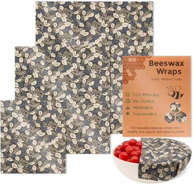 Beeswax Wraps Blue Clover 3 PCS Set Press Seal Reusable Food Wraps Wax Paper for Baking Bees Wax Bread Bag