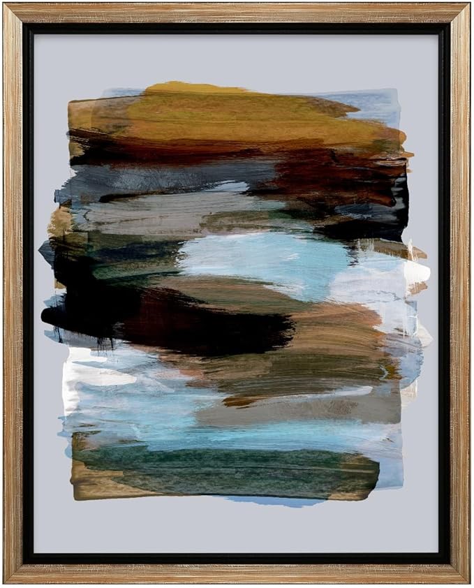 Monem Art Abstract Earth Tone Brushstroke Print - Modern Painterly Art Poster - Wall Decor for Living Room, Bedroom or Office - 18x24 Silver Framed CANVAS Wall Art by Mareike Bohmer