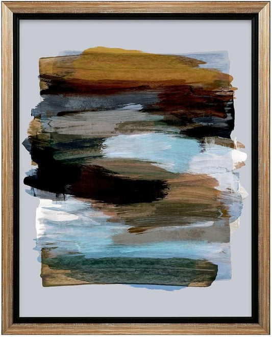 Monem Art Abstract Earth Tone Brushstroke Print - Modern Painterly Art Poster - Wall Decor for Living Room, Bedroom or Office - 8x10 Silver Framed CANVAS Wall Art by Mareike Bohmer