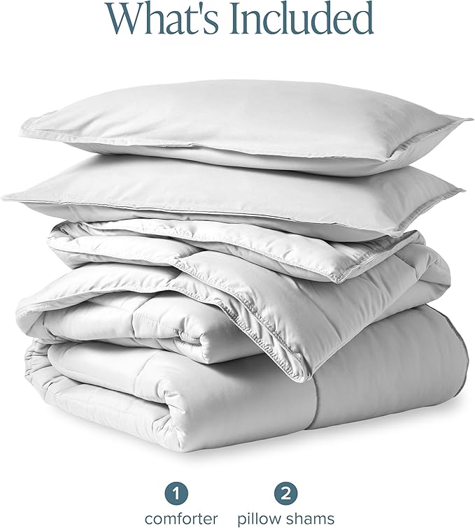 Bare Home Comforter Set - Oversized Queen Size - Ultra-Soft - Goose Down Alternative - Premium 1800 Series - All Season Warmth (Oversized Queen, Cloud Grey)