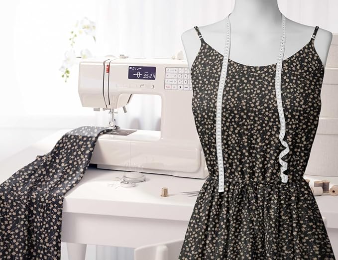 Soimoi Lightweight Cotton Voile Fabric, Black - Floral Print, Unstitched Material - 42 Inch Width, Ideal for Making Summer Dresses, Blouses, Scarves, Lingerie, Sheer Curtains, Garment Linings, 1 Yard