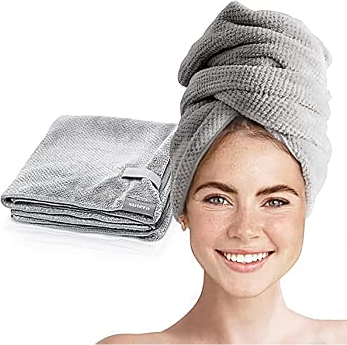 Sutera Silverthread Hair Wrap | Soft, Lightweight, & Quick-Drying | Helps Control Frizz & Maintain Freshness Overnight | Breathable, Moisture-Wicking Fabric for Healthy Shine