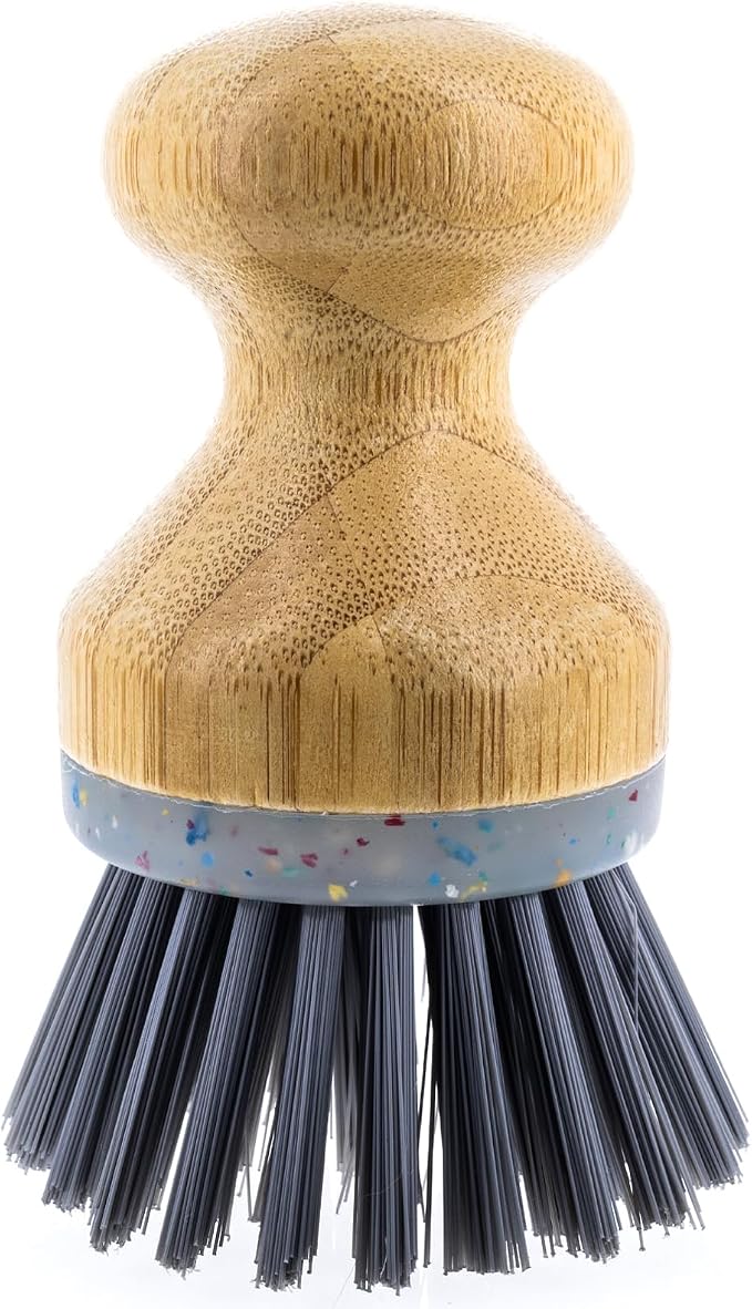 Beille 1pc Dish Brush with Bamboo Palm Handle and Heavy Duty Bristles Kitchen Essentials