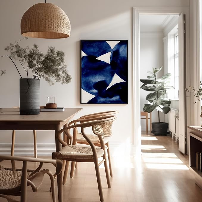 Monem Art Indigo Abstract Watercolor Painting Print - Minimalist Modern Art Poster - Wall Decor for Living Room, Bedroom or Office - 18x24 Unframed Wall Art by Mareike Bohmer