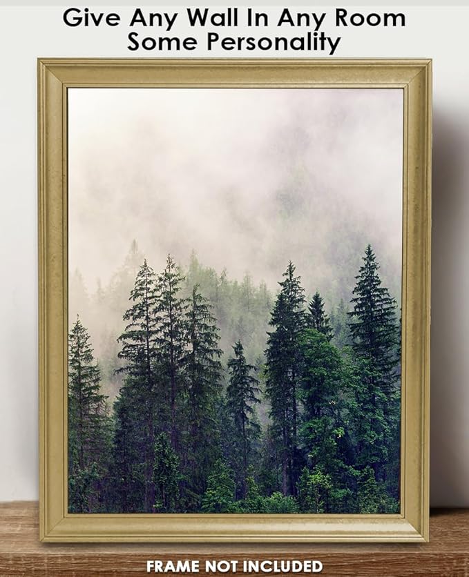 Buzz Unplugged Foggy Forest Abstract Wall Art: Minimalist, Aesthetic & Boho Wall Art for Home, Office, Bedroom & Living Room Decor - Unframed Posters 11x14