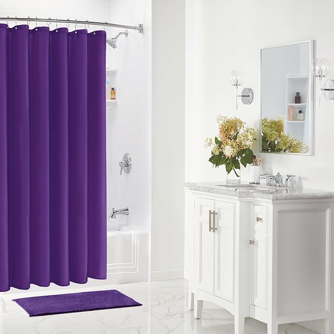 Gibelle Purple Fabric Shower Curtain or Liner, 72x72 Waterproof Shower Curtain Liner for Bathroom with Metal Grommets, Soft Cloth & Hotel Quality, Machine Washable