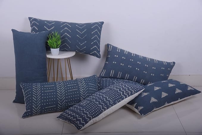 Trade Star Farmhouse Throw Pillow Case 100% Cotton Decorative Pillow Cover Modern Oblong Pillow Shams for Bed Handloomed Lumbar Back Rest Cushion Cover (Dark Grey Snow 12X24 INCHES)