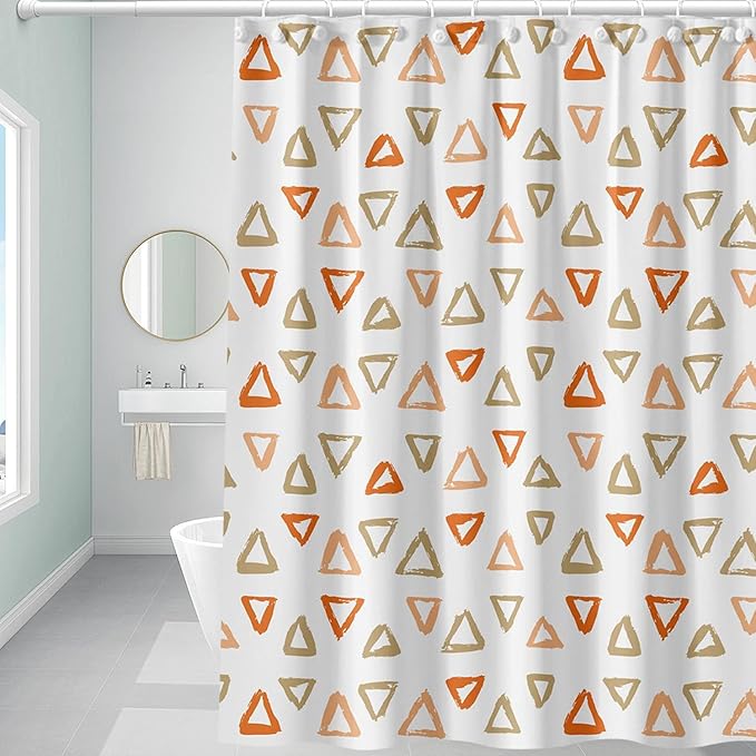 Plastic Shower Curtain Liner, Premium EVA 5G Triangle Shower Curtain, Shower Curtains for Bathroom with 3 Magnetic Weights and Rustproof Grommets (Triangle, 72x72 in)