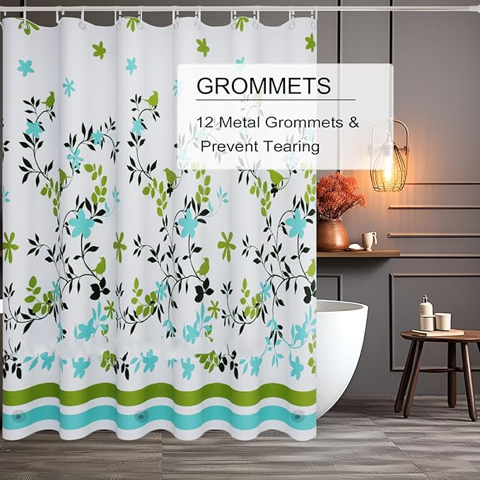 TIKABC Shower Curtain Liner, 4G PEVA Shower Liner, Plastic Waterproof Shower Curtains, 72x72 inch with Grommet Holes 3 Magnetic Weights