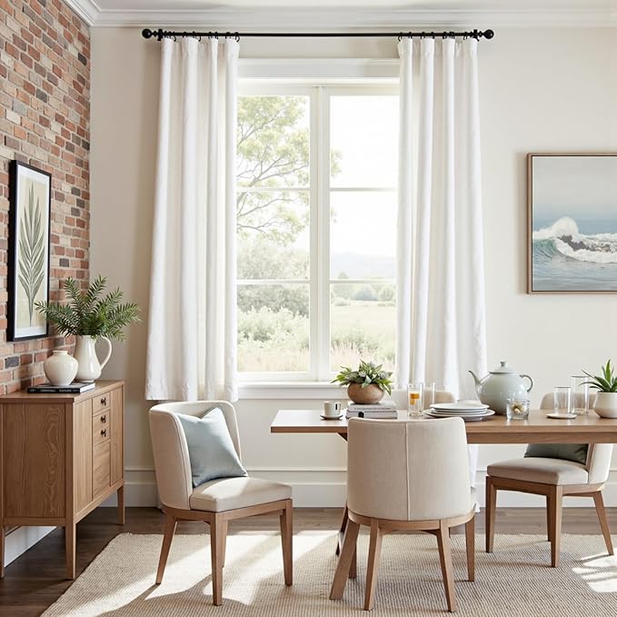 jinchan White Linen Curtains Semi Sheer Curtains 63 inch Length for Closet Door Small Window Living Room Bathroom Neutral Farmhouse Cottage Core Light Filtering Privacy Rod Pocket Back Tab 2 Panels