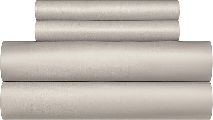 Light Taupe Cotton Duvet Cover Set King 100% Long-Staple Cotton Sateen Bedding Set, Soft Breathable Smooth Organic Pure Cotton Plain Comforter Cover, Luxury Minimalist Bedroom Decor for All Season