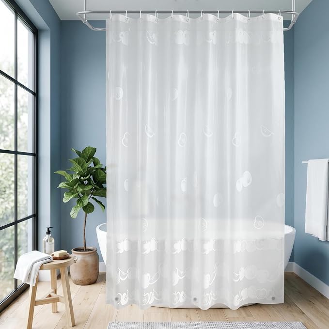 PEVA Shower Curtain, Water Repellent Premium Bathroom Shower Curtain with 3 Magnetic Weights for Shower Stall, Bathtubs