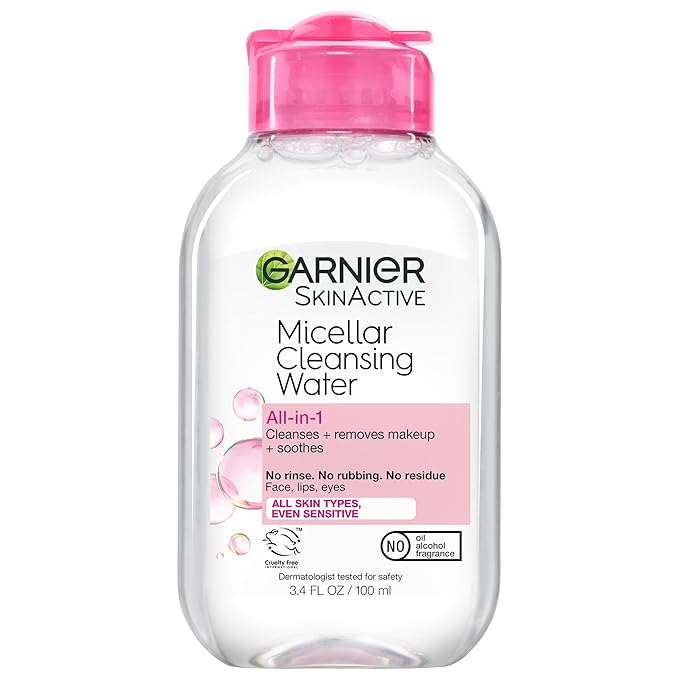 Garnier Micellar Water Travel Size Take-off Kit, All-In-1 Facial Cleanser & Makeup Remover, Mini All-In-1 Micellar + Mini Remover for Waterproof Makeup